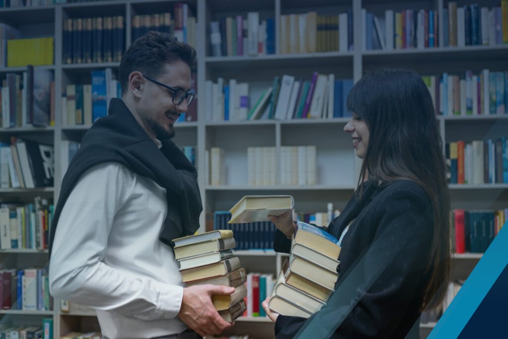 Graduate student accessing digital library materials